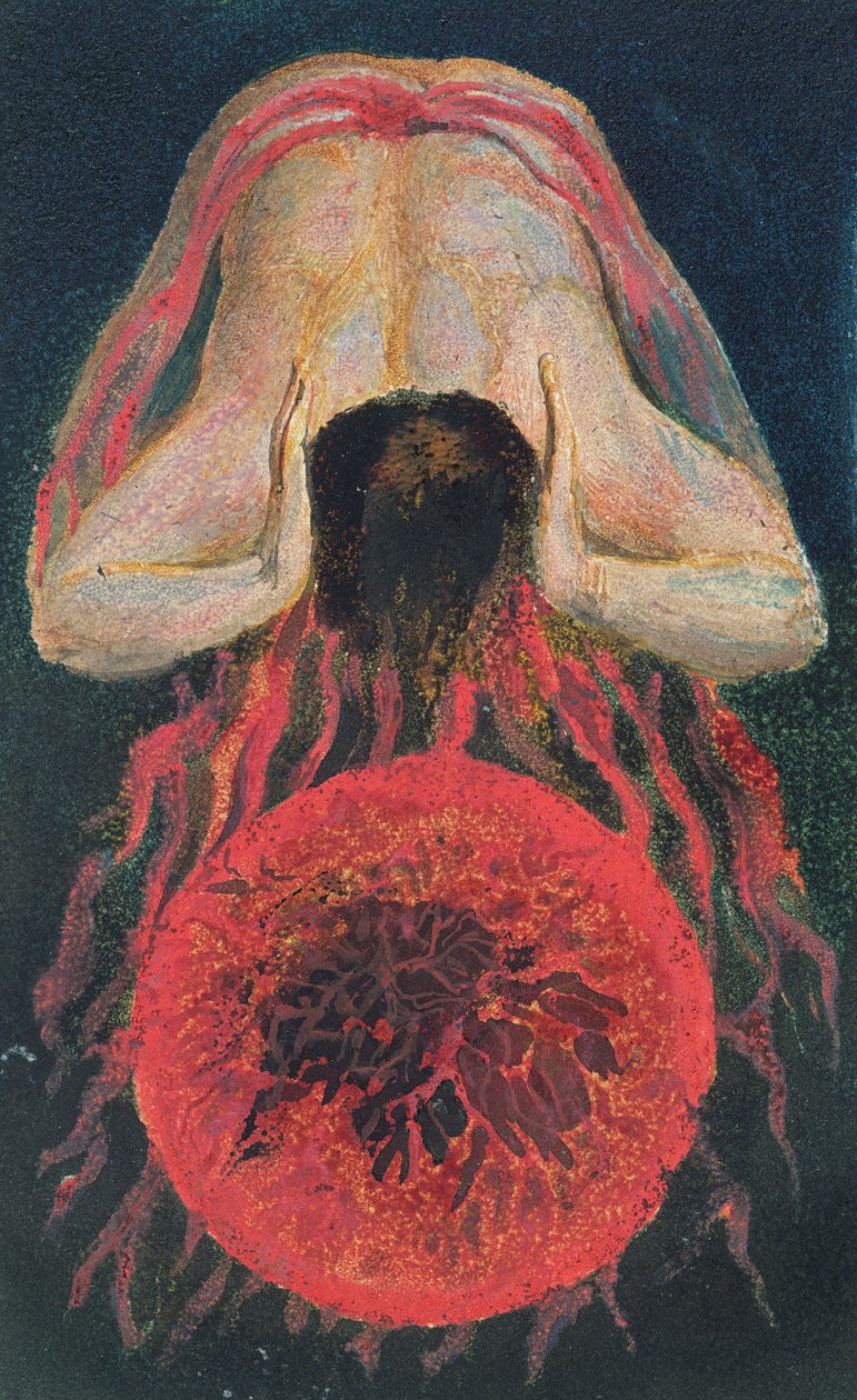 The First Book of Urizen, plate 17, 1794 (relieff-etsing ferdig i wc på papir) av William Blake