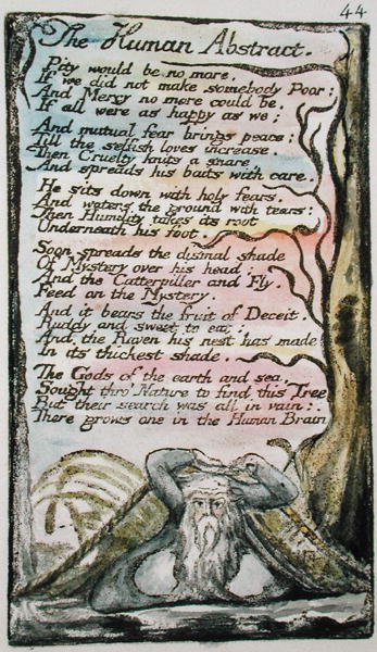 The Human Abstract, plate 44 (Bentley 47) fra Songs of Innocence and of Experience (Bentley Copy L) 1789-94 (relieff-etsing med penn og wc på papir) av William Blake