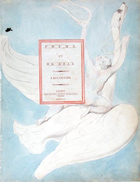 The Pindaric Genius Receiving his Lyre, tittelside fra The Poems of Thomas Gray, utgitt i 1797-98 (wc med penn og svart blekk på papir) av William Blake