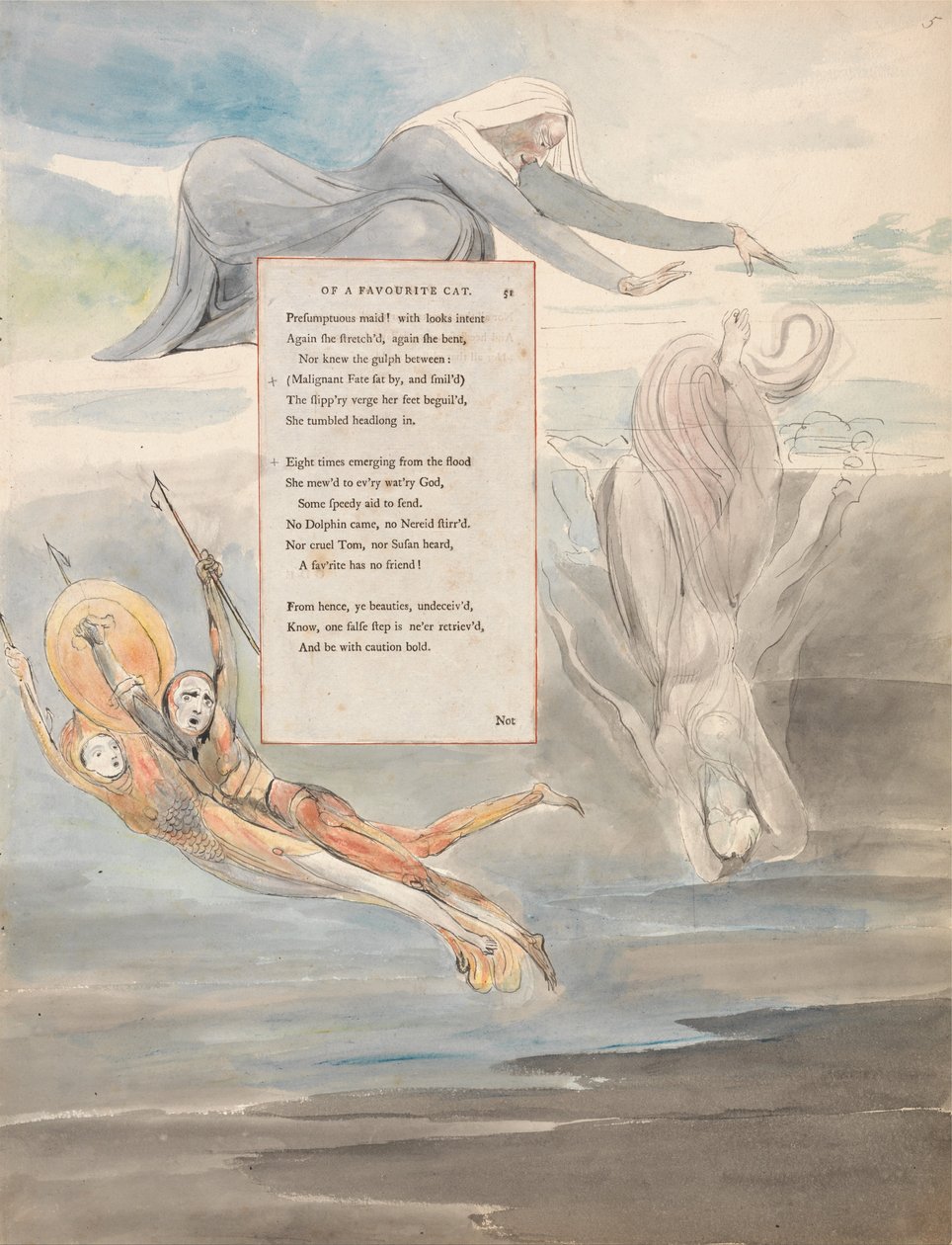 The Poems of Thomas Gray, Design 11, Ode on the Death of a Favorite Cat. av William Blake