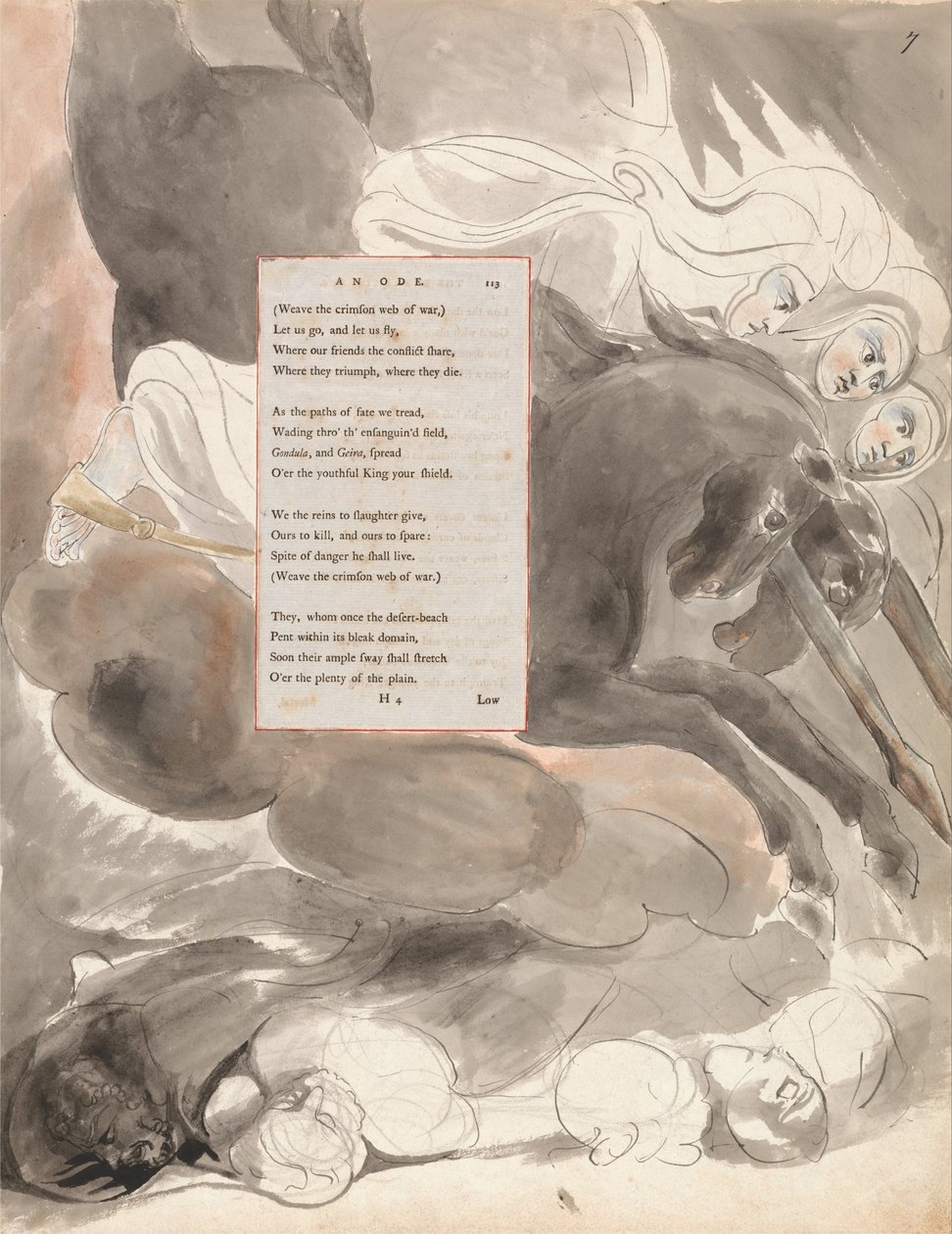 The Poems of Thomas Gray, Design 73, The Fatal Sisters. av William Blake