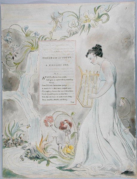 The Progress of Poesy, design 43 fra The Poems of Thomas Gray, 1797-98 (wc med penn og svart blekk på papir) av William Blake