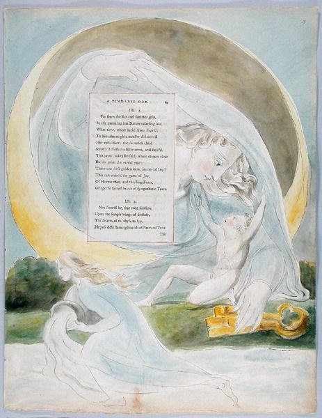 The Progress of Poesy, design 49 fra The Poems of Thomas Gray, 1797-98 (wc med penn og svart blekk på papir) av William Blake