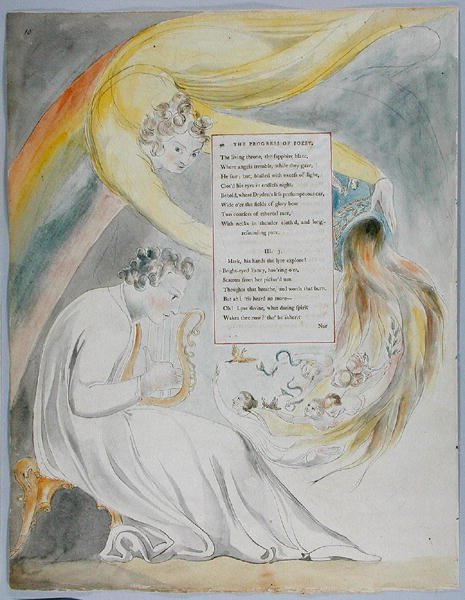 The Progress of Poesy, design 50 fra The Poems of Thomas Gray, 1797-98 (wc med penn og svart blekk på papir) av William Blake