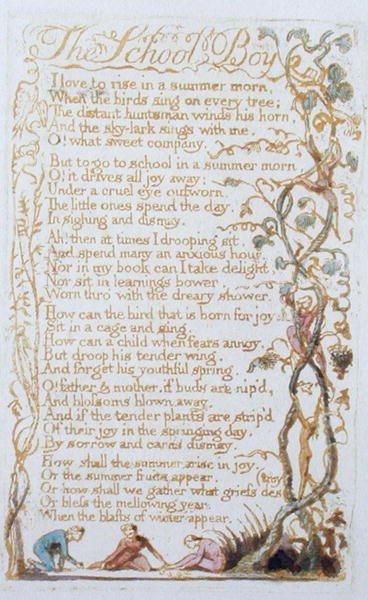 The School Boy, plate 27 fra Songs of Innocence, 1789 (relieff etsing med wc) av William Blake