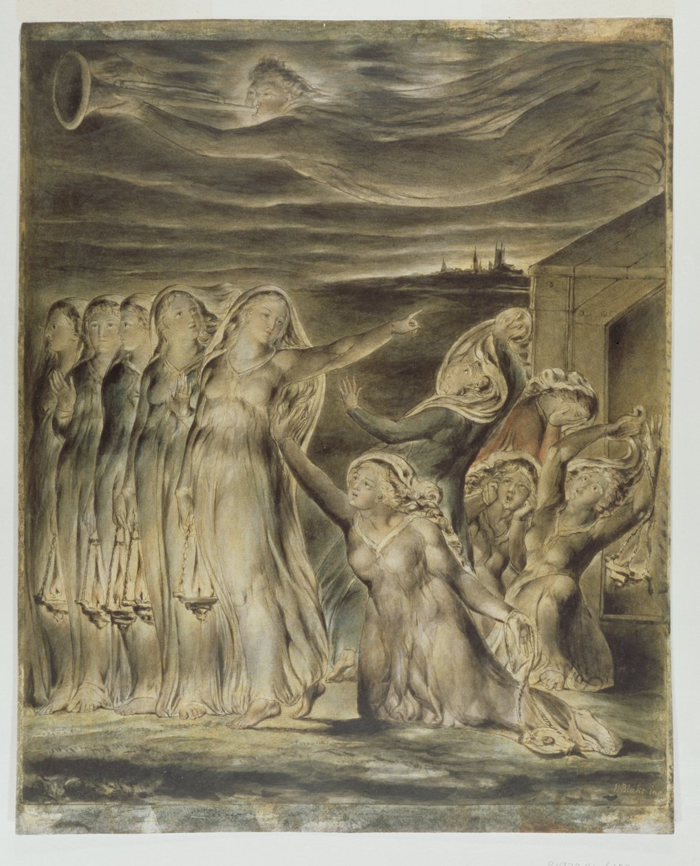 The Wise and Foolish Virgins, ca. 1822 (wc og penn på papir) av William Blake