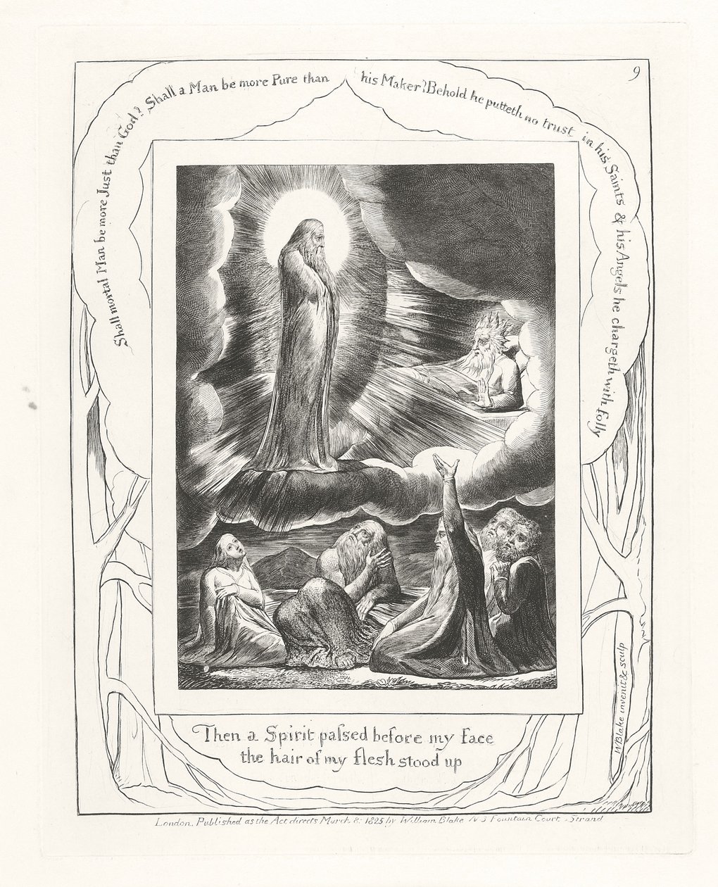 Så gikk en Ånd foran mitt ansikt, håret på mitt kjød reiste seg, 1825 av William Blake