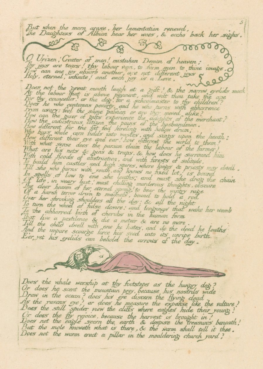 Visjoner av døtrene til Albion, plate 8, men da morgenen oppsto. . . . av William Blake