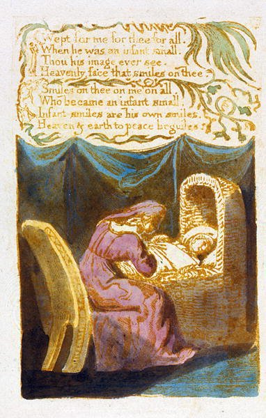 Gråt for meg (forts.) plate 19 fra Songs of Innocence, 1789 (relieff etsing med wc) av William Blake