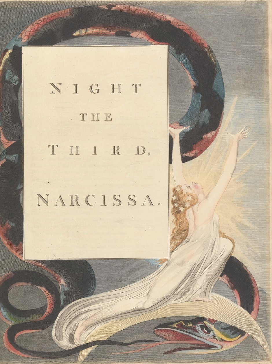 Youngs Night Tanker, Side 43, Night the Third, Narcissa. av William Blake