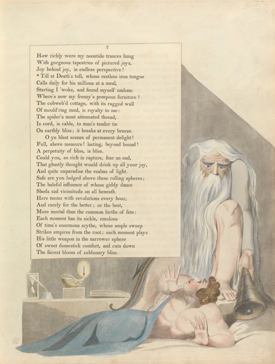 Youngs Night Tanker, Side 7, Till at Deaths toll, hvis rastløse jerntunge av William Blake