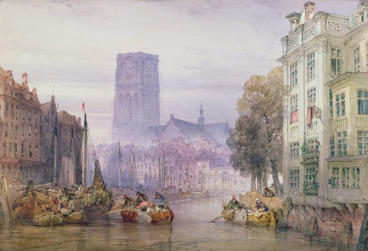 The Great Church of St. Lawrence, Rotterdam, 1881 (wc over blyant) av William Callow