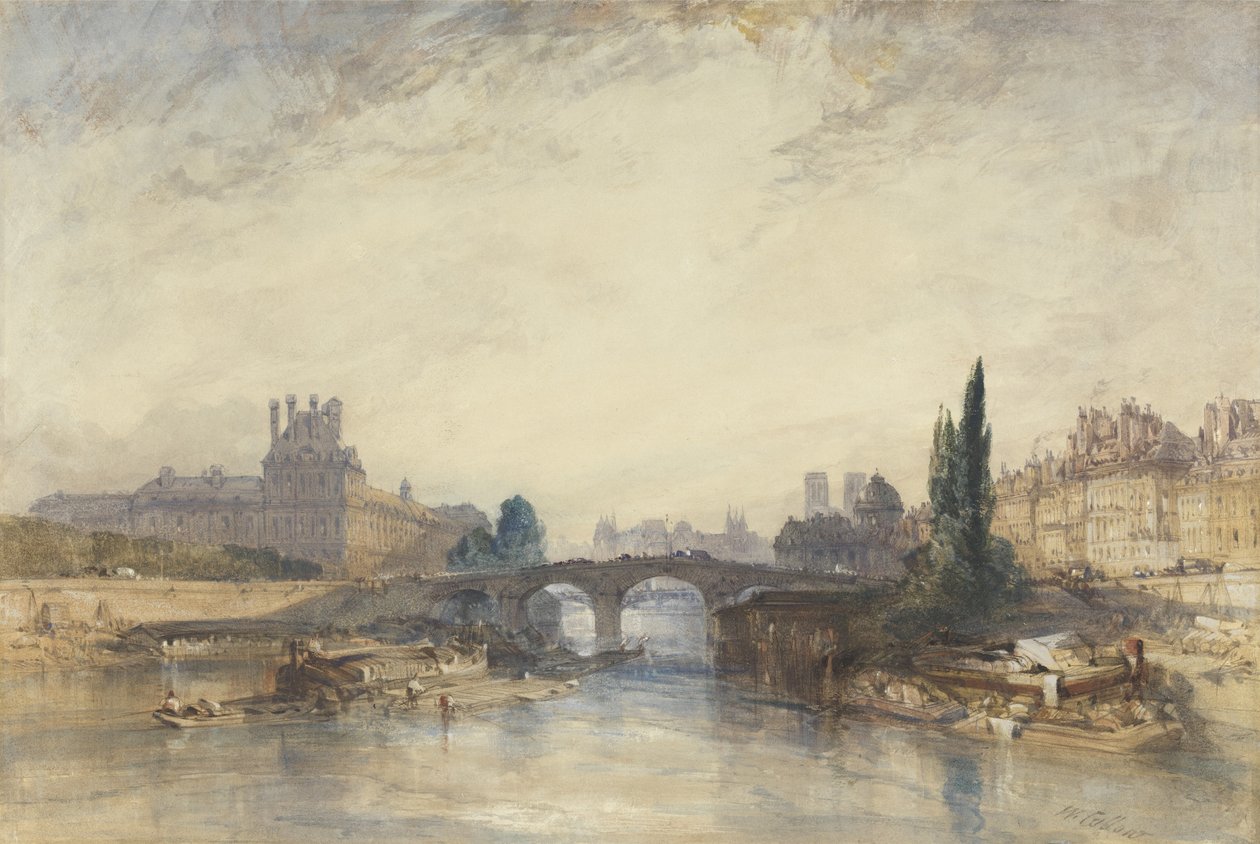 Utsikt over Pont Royal (wc med gummi arabicum på papir) av William Callow