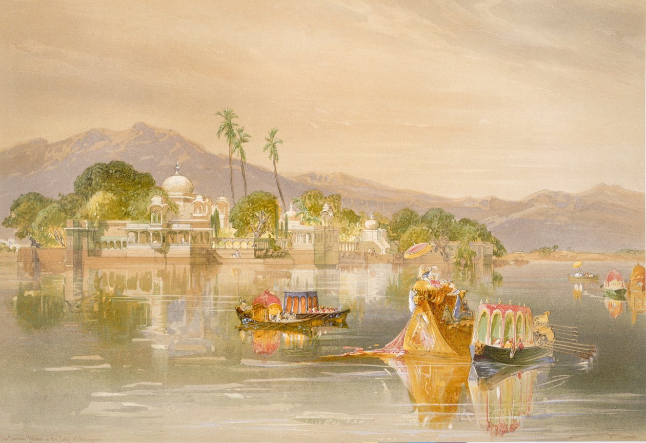 Oodypure, Jugmunder-palasset, fra 'India Ancient and Modern', 1867 av William Crimea Simpson