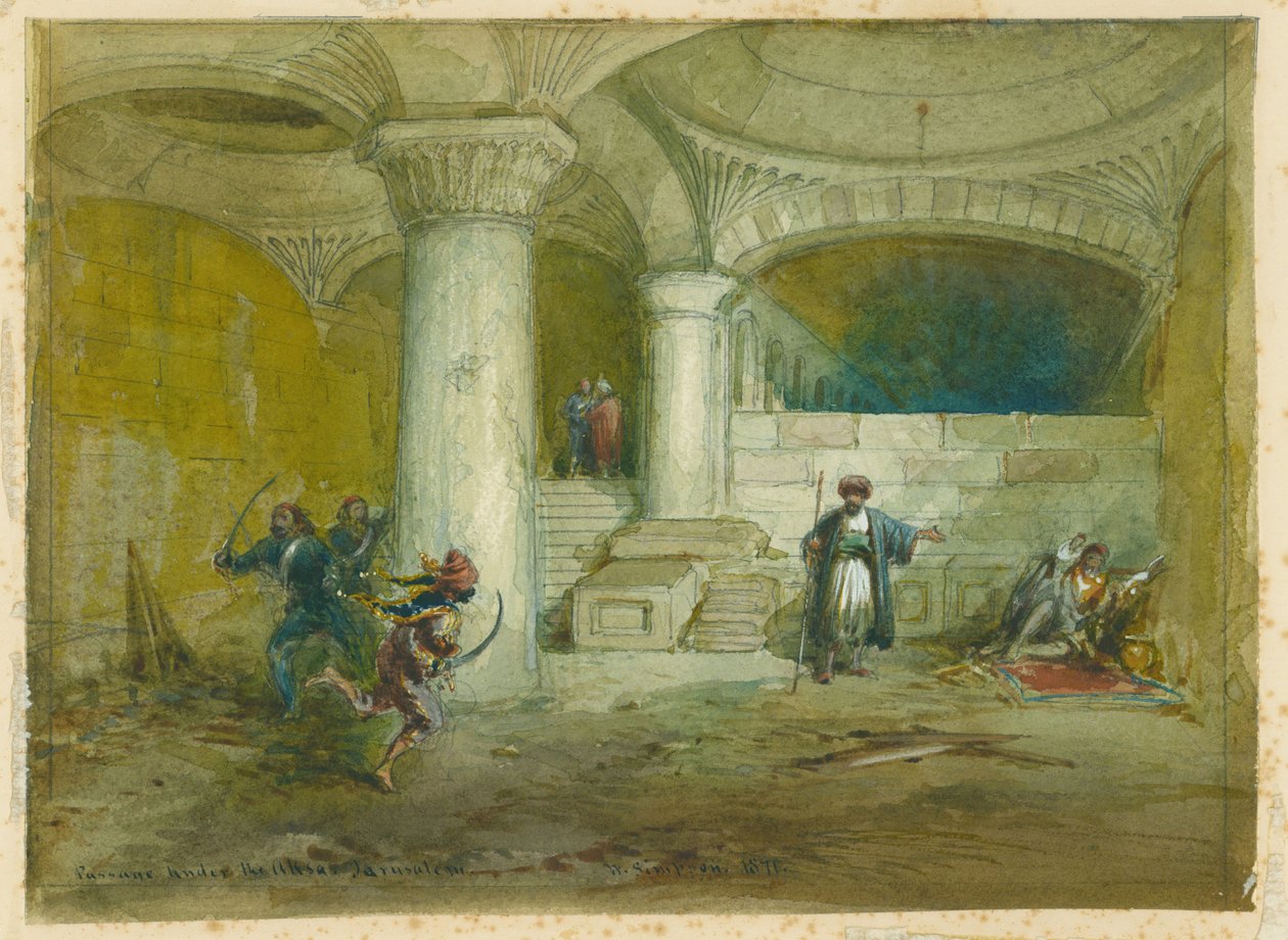 Passasje under Aksa, 1871 (wc og blyant på papir) av William Crimea Simpson