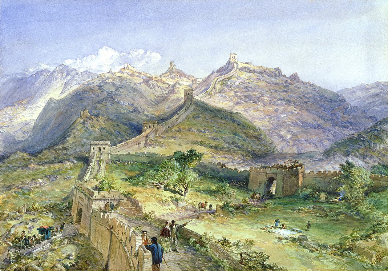 Den kinesiske mur, 1874 (wc og blyant på papir) av William Crimea Simpson