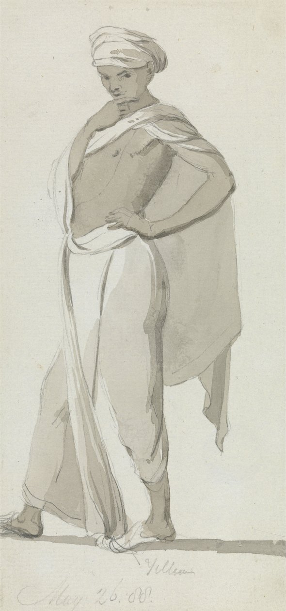 En ung indianer, ca. 1788 (vask over grafitt på papir) av William Daniell