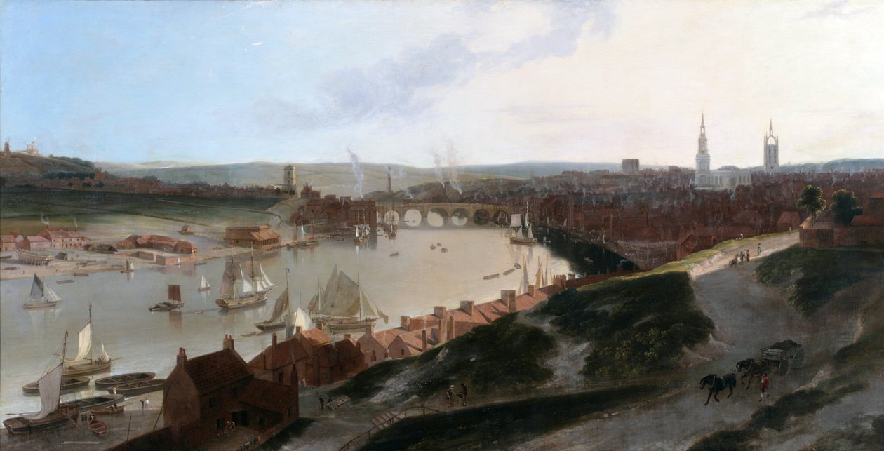 Utsikt over Newcastle upon Tyne, tatt fra en vindmølle øst for St. Ann