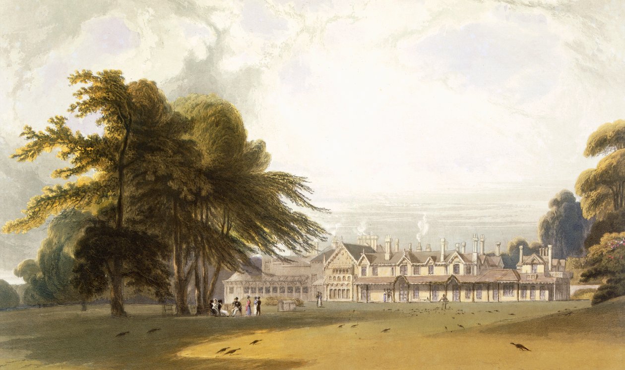 Windsor Park: Royal Lodge, fra 'Views of Windsor, Eton and Virginia Water', ca. 1827-30 av William Daniell