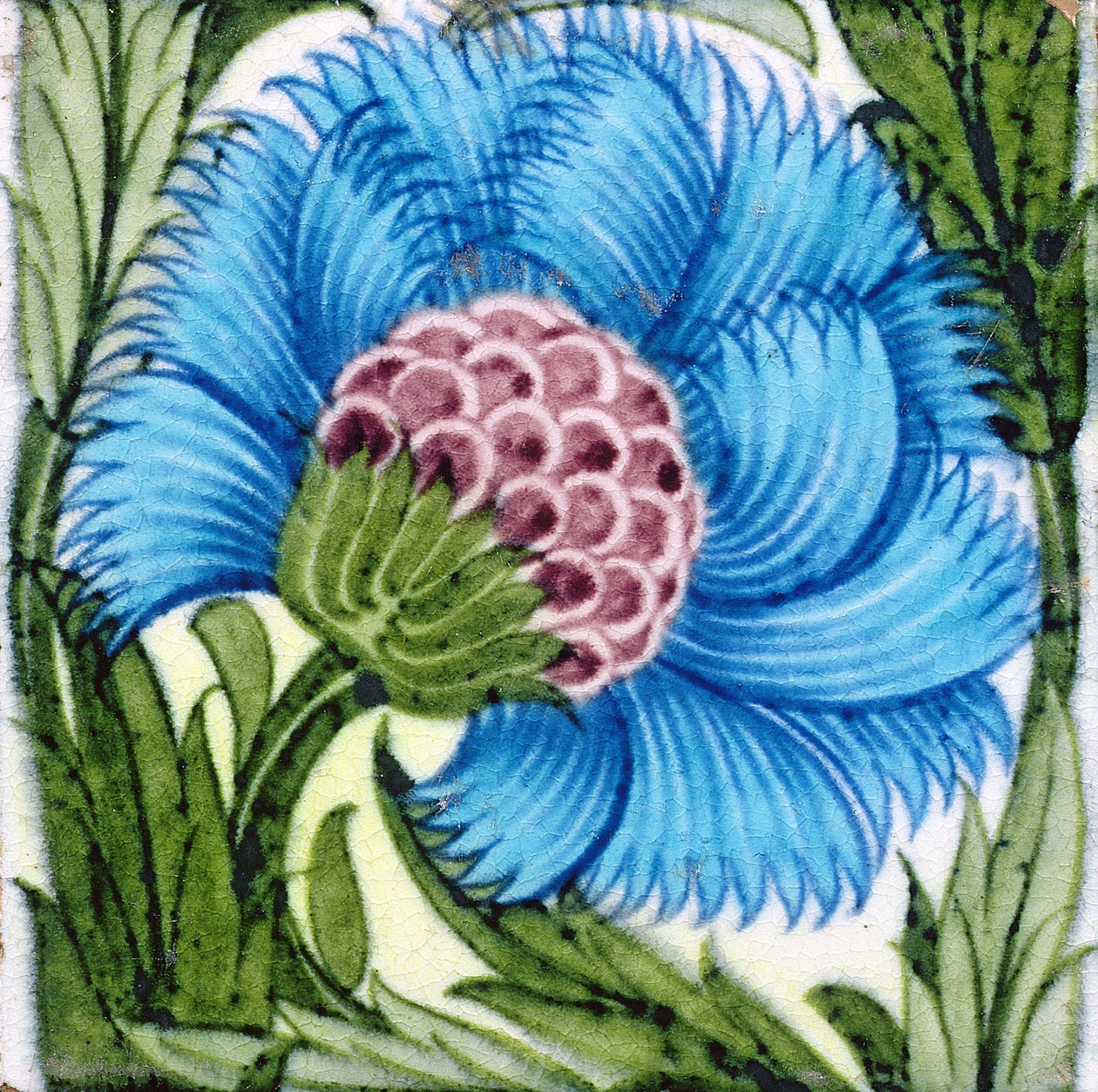 Fliser med blomsterdesign i persisk stil (keramikk) av William de Morgan