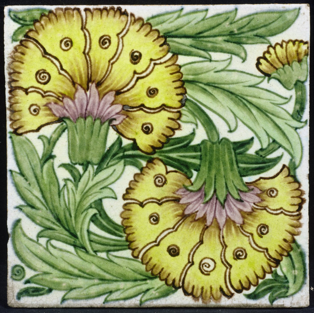 Fliser med blomstermønster (keramikk) av William de Morgan