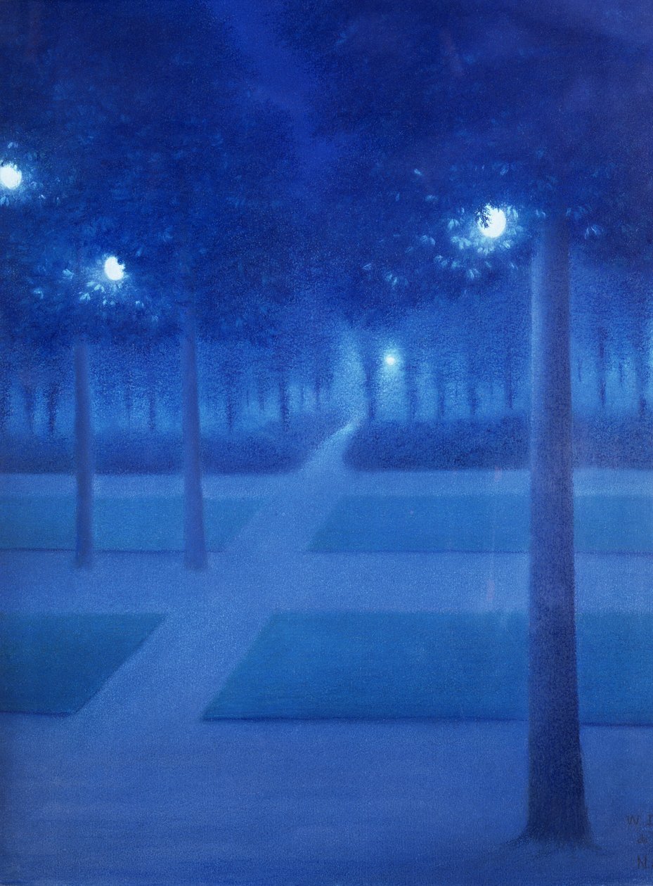 Nattscene i Parc Royal, Brussel, 1897 (pastell på papir) av William Degouve de Nuncques