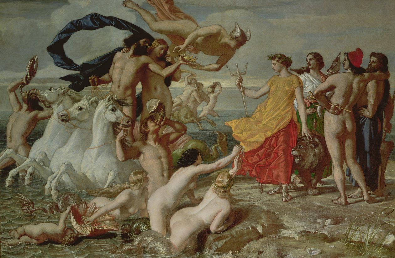 Neptun resignerer til Britannia the Empire of the Sea, 1847 (olje på papir om bord) av William Dyce