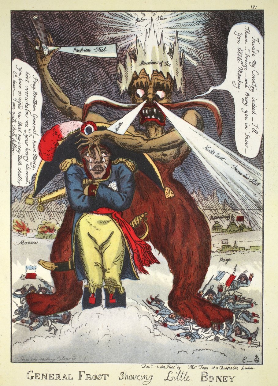 General Frost Shaving Little Boney, pub. Thomas Tegg, 1812 (håndfarget gravering) av William Elmes