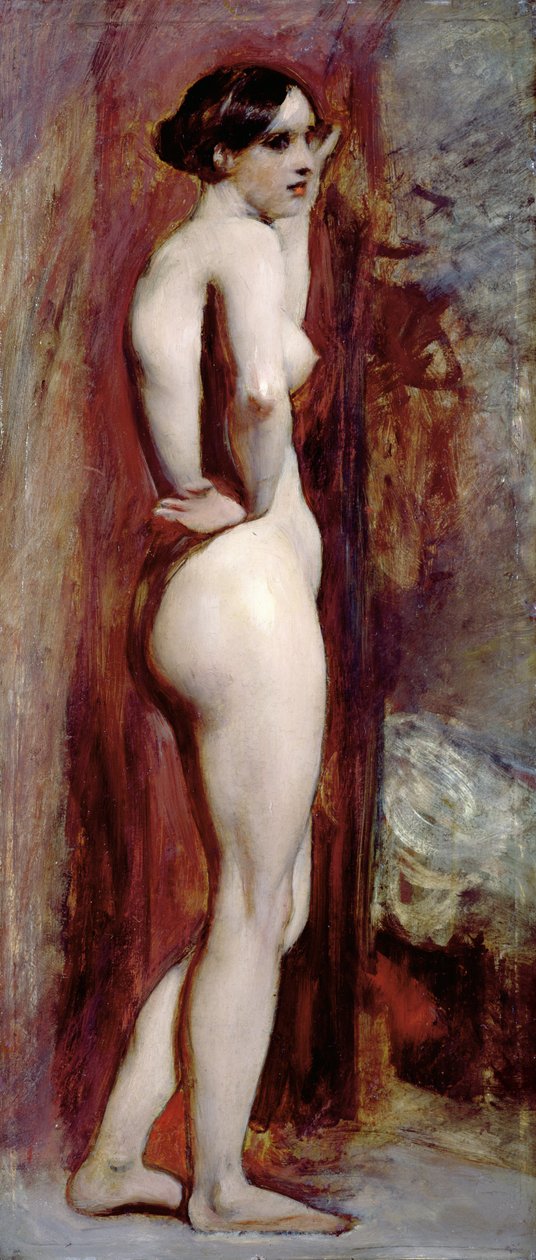 Kvinnelig naken fra siden, 1830 (olje på kvernbrett) av William Etty