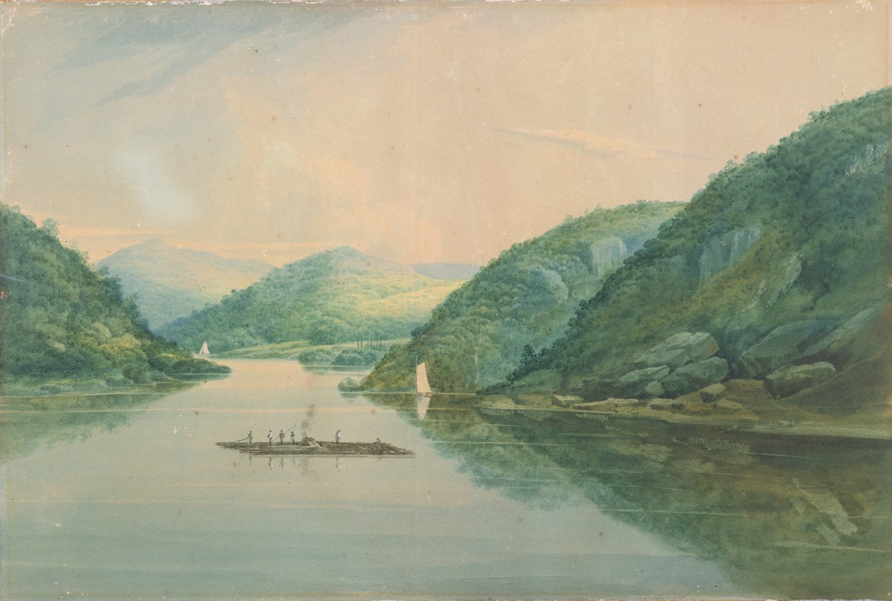Utsikt nær Fort Montgomery, New York, 1820 (wc og grafitt på papir) av William Guy Wall