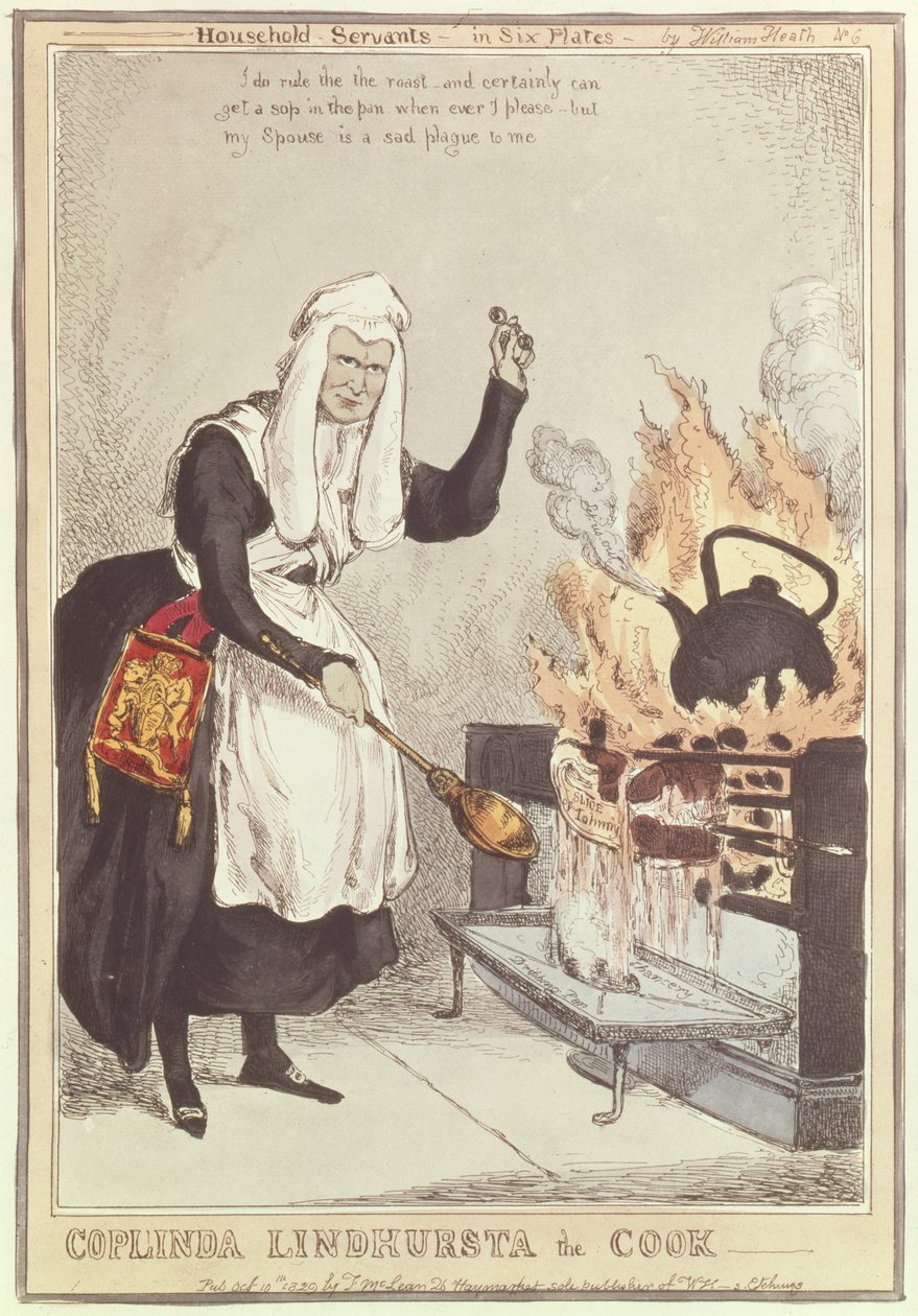 Coplinda Lindhursta the Cook, nr. 6 fra serien Household Servants, utgitt i 1829 av William Heath