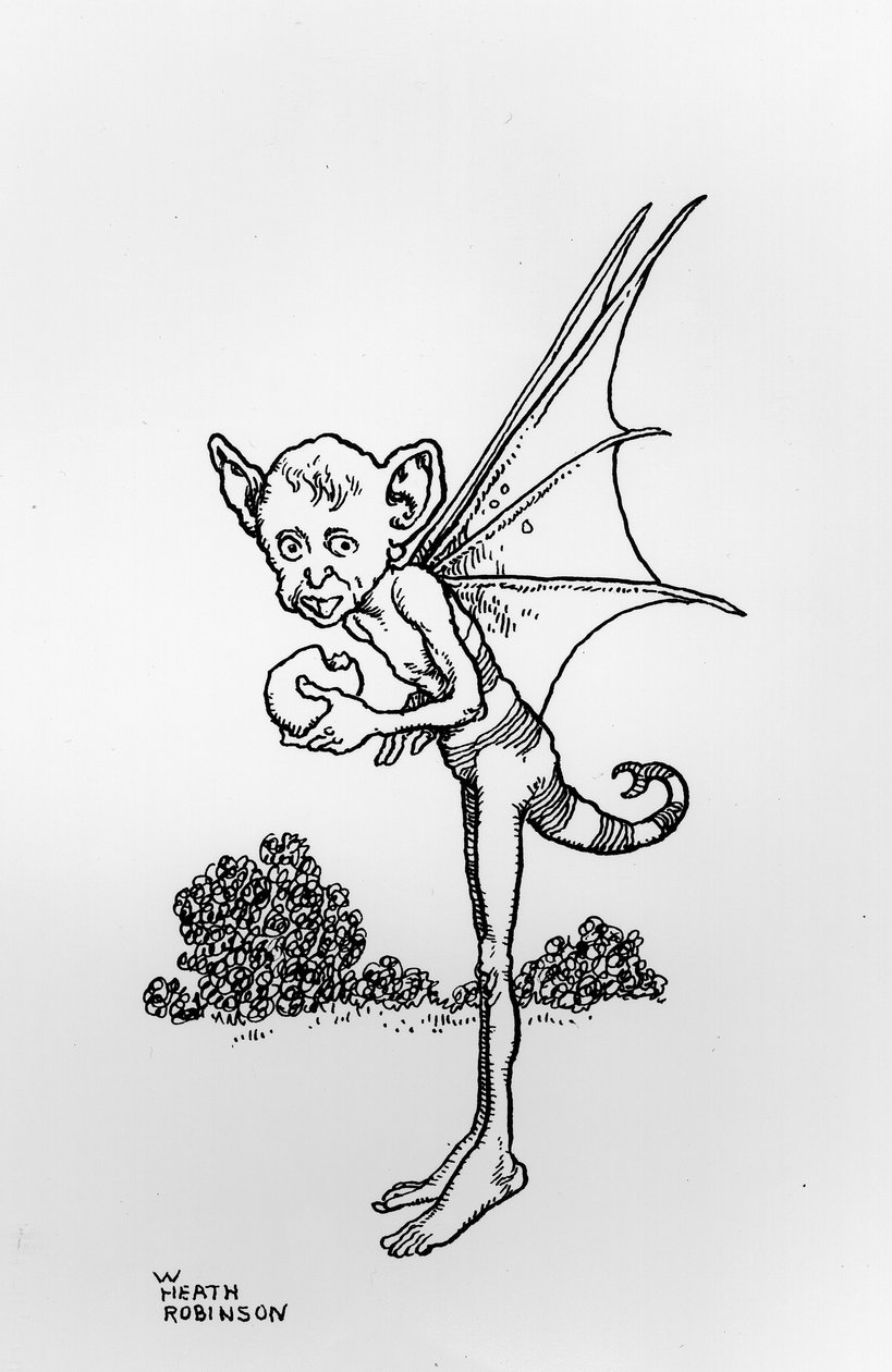 A Fairy Eating an Apple, illustrasjon fra A Midsummer Nights Dream av William Shakespeare, pub. av Constable & Co Ltd, 1914 av William Heath Robinson