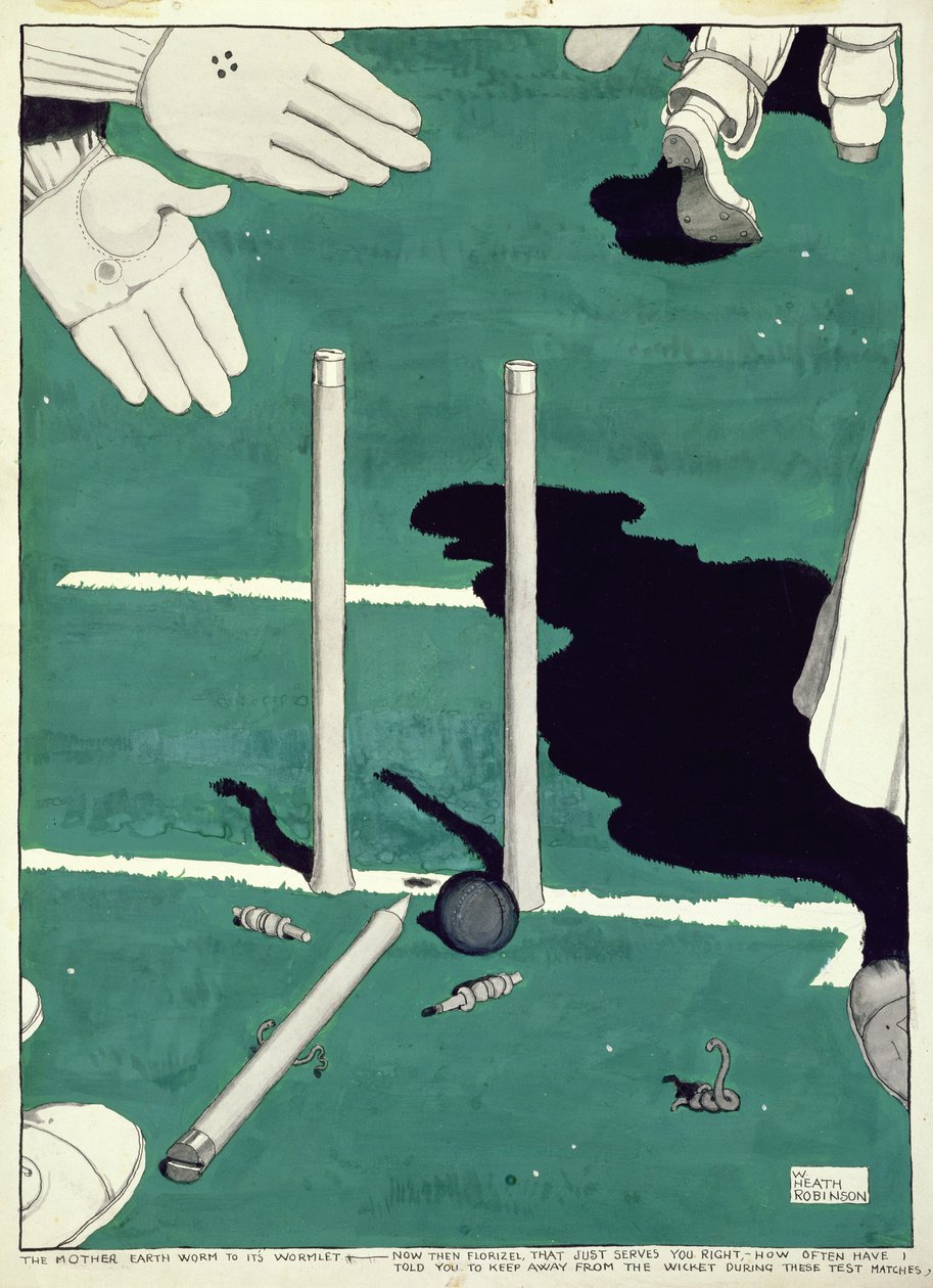 Jordmoren til sin orm - Nå da Florizel. . . hvor ofte har jeg bedt deg om å holde deg unna wicket under disse testkampene av William Heath Robinson