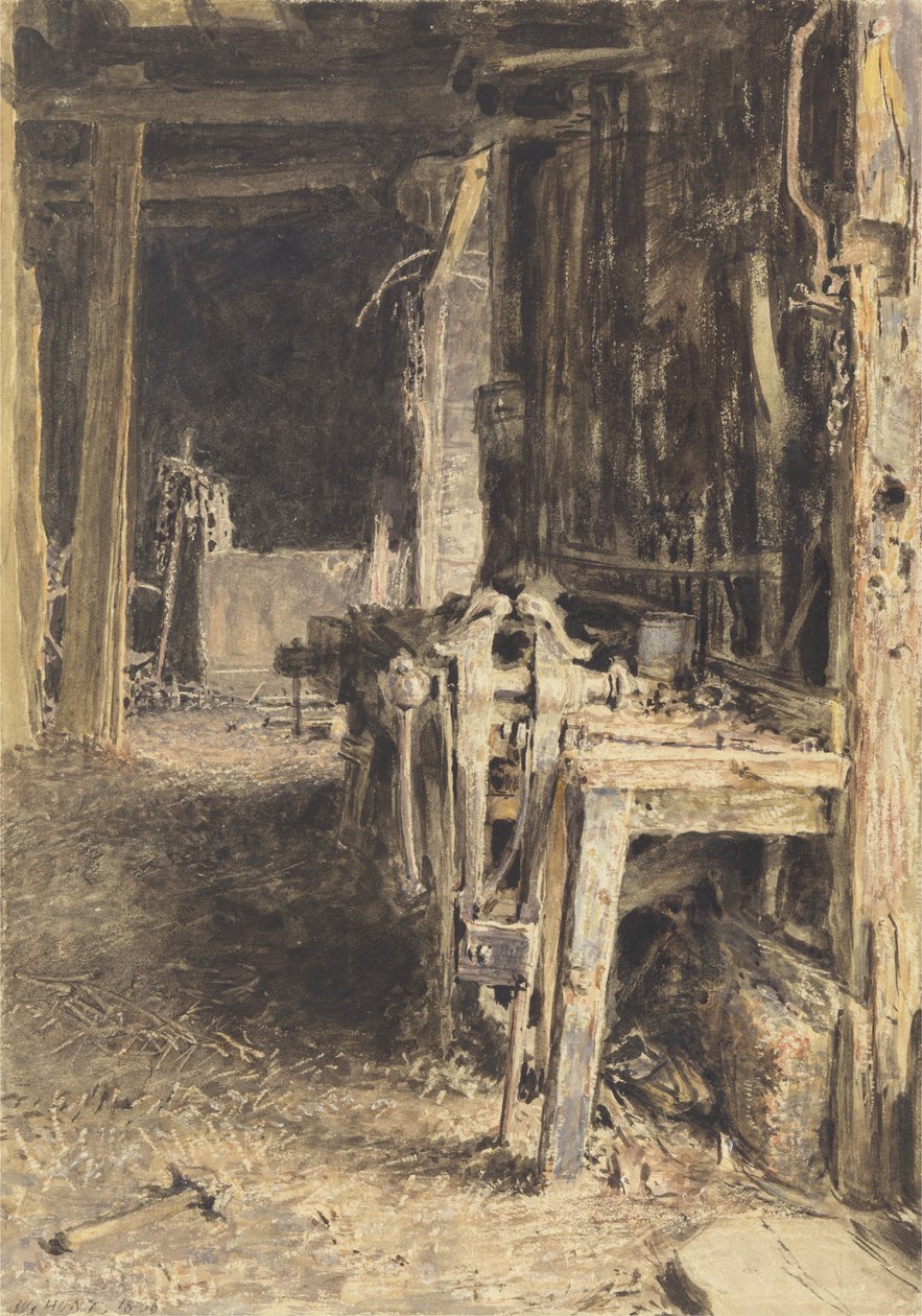 Låveinteriør, 1836 (wc og kroppsfarge) av William Henry Hunt