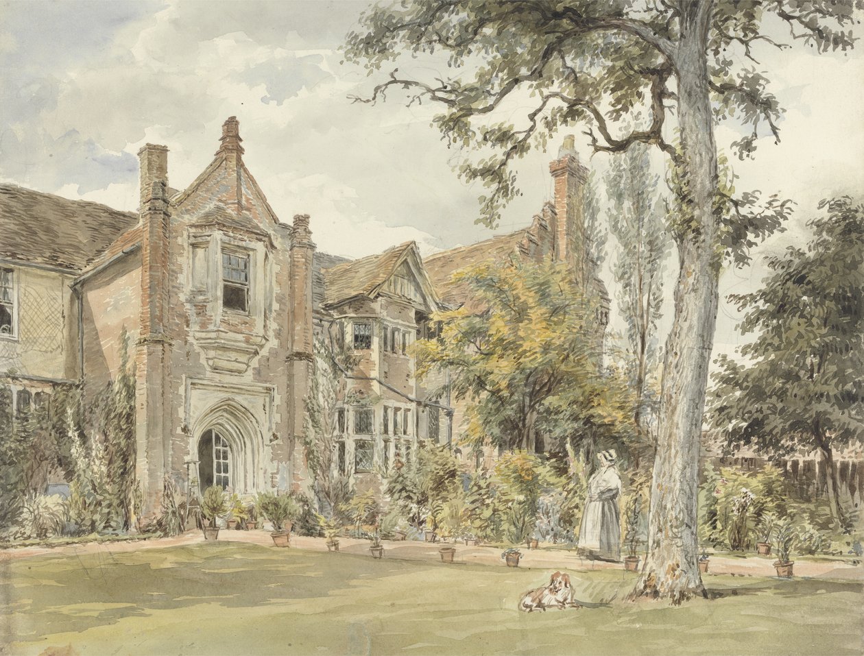 The Lecture House, Watford, ca. 1820 (wc over grafitt på papir) av William Henry Hunt