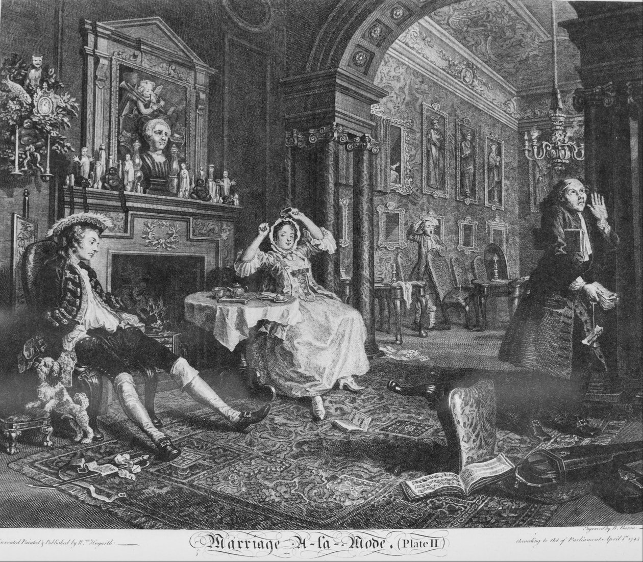 Ekteskap à la Mode, plate 2, (tidlig på morgenen) av William Hogarth