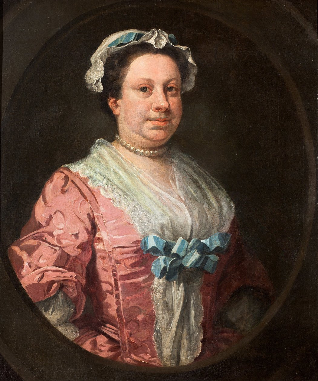 Portrett av kunstnernes søster, Anne Hogarth (1701-1771) eller, Lady in Rose Taffeta av William Hogarth