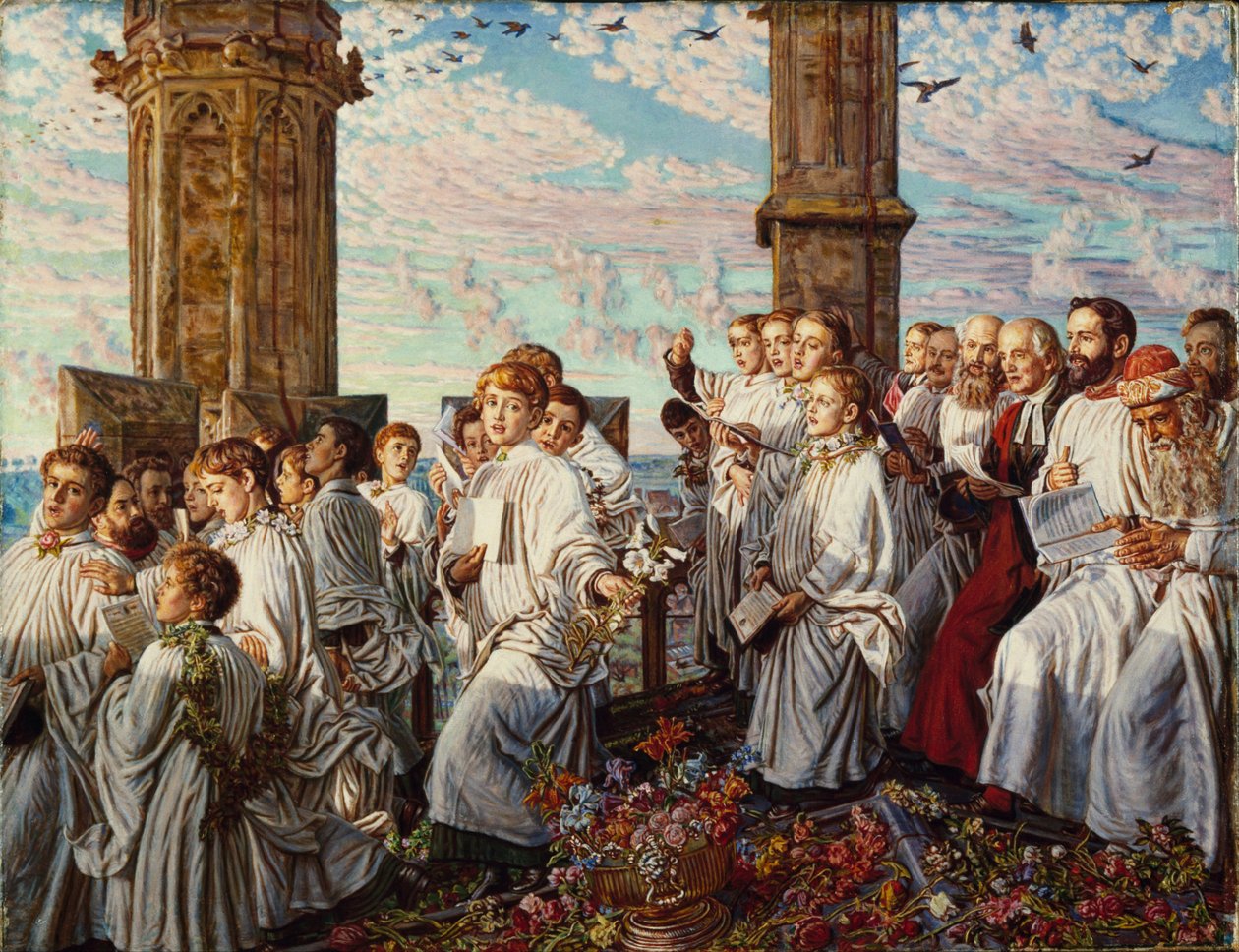 Mai morgen på Magdalen College, Oxford, eldgamle årlige seremonier av William Holman Hunt