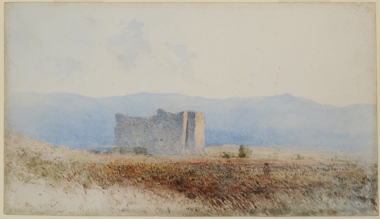 Buits Castle, nær Bewcastle, 1840-58 (wc på papir) av William James Blacklock