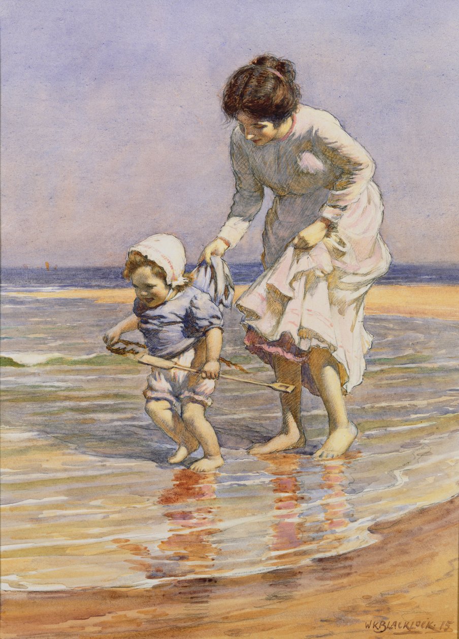 Padling, 1915 (wc og blyant på papir) av William Kay Blacklock