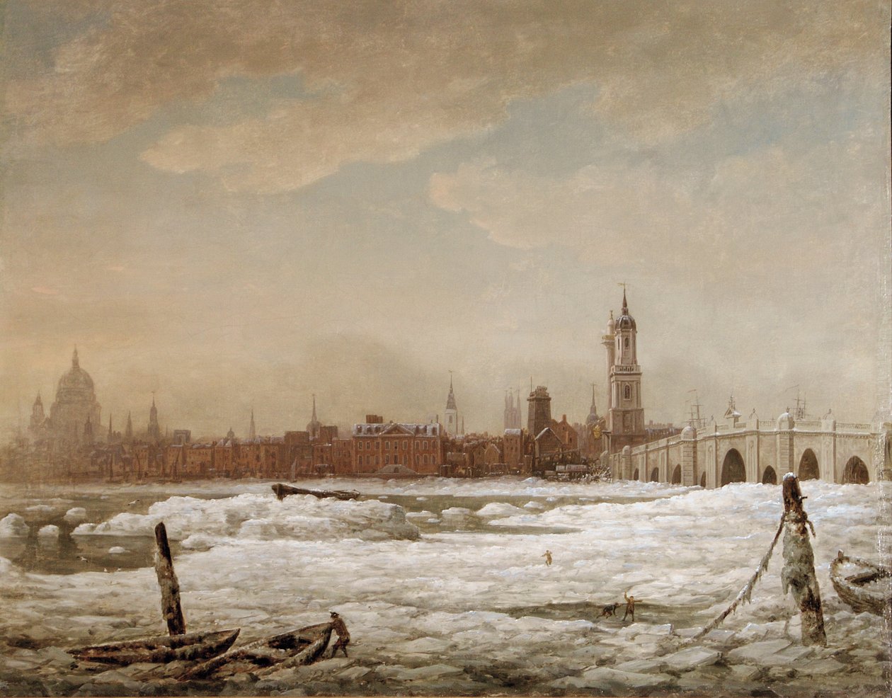 London Bridge in the Great Frost of 1776, 1776  av William Marlow