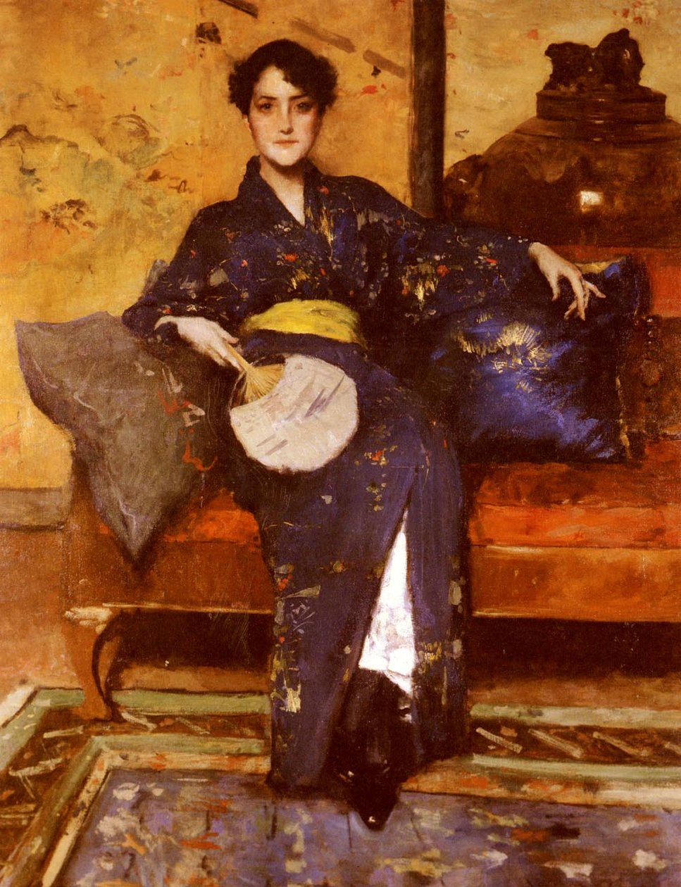 Den blå Kimonon av William Merritt Chase