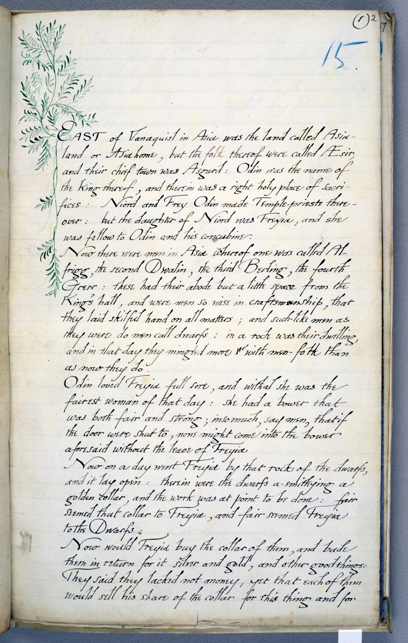 En side fra The Tale of Hogni and Hedinn av William Morris