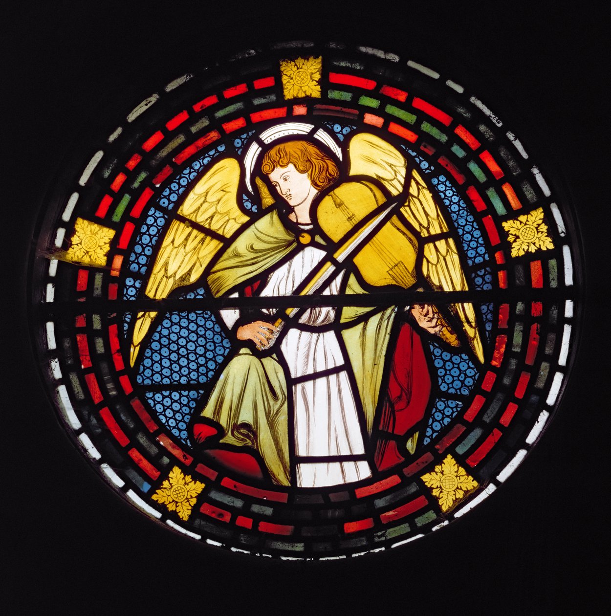 Engel med fiolin, 1861 (farget glass) av William Morris