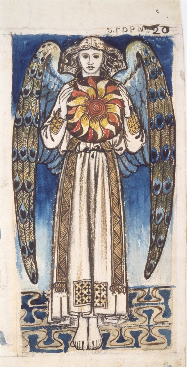 Dag: Angel Holding a Sun, ca. 1862-64 (wc og blyant på papir) av William Morris