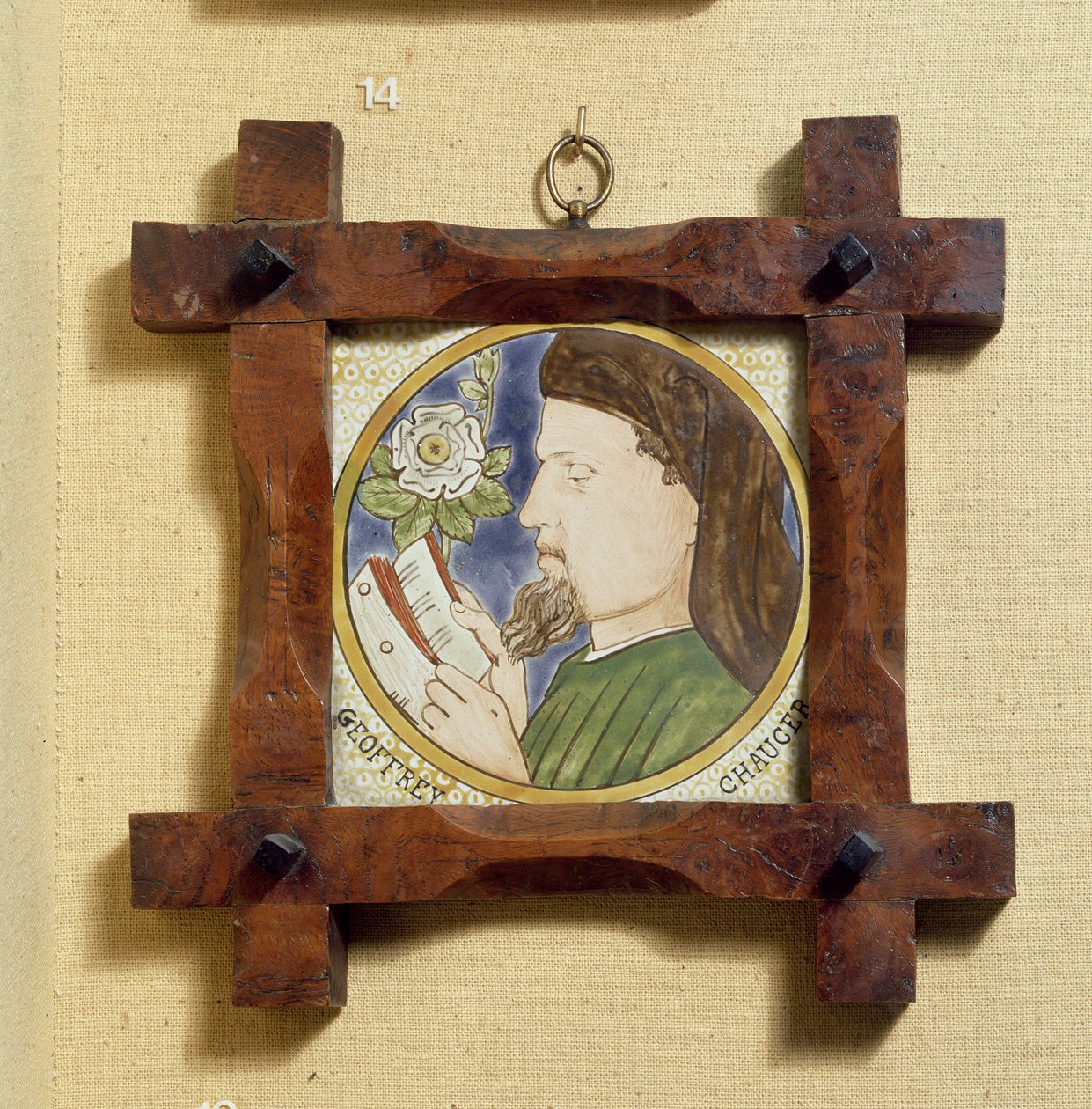 Portrett av Geoffrey Chaucer (ca. 1340-1400) (keramiske fliser) av William Morris
