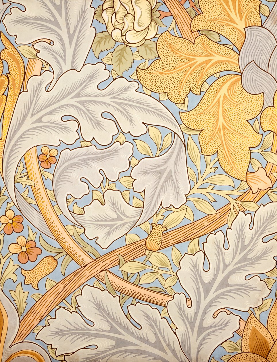 St James Wallpaper Design, 1881 (farget treblokktrykk på papir) av William Morris