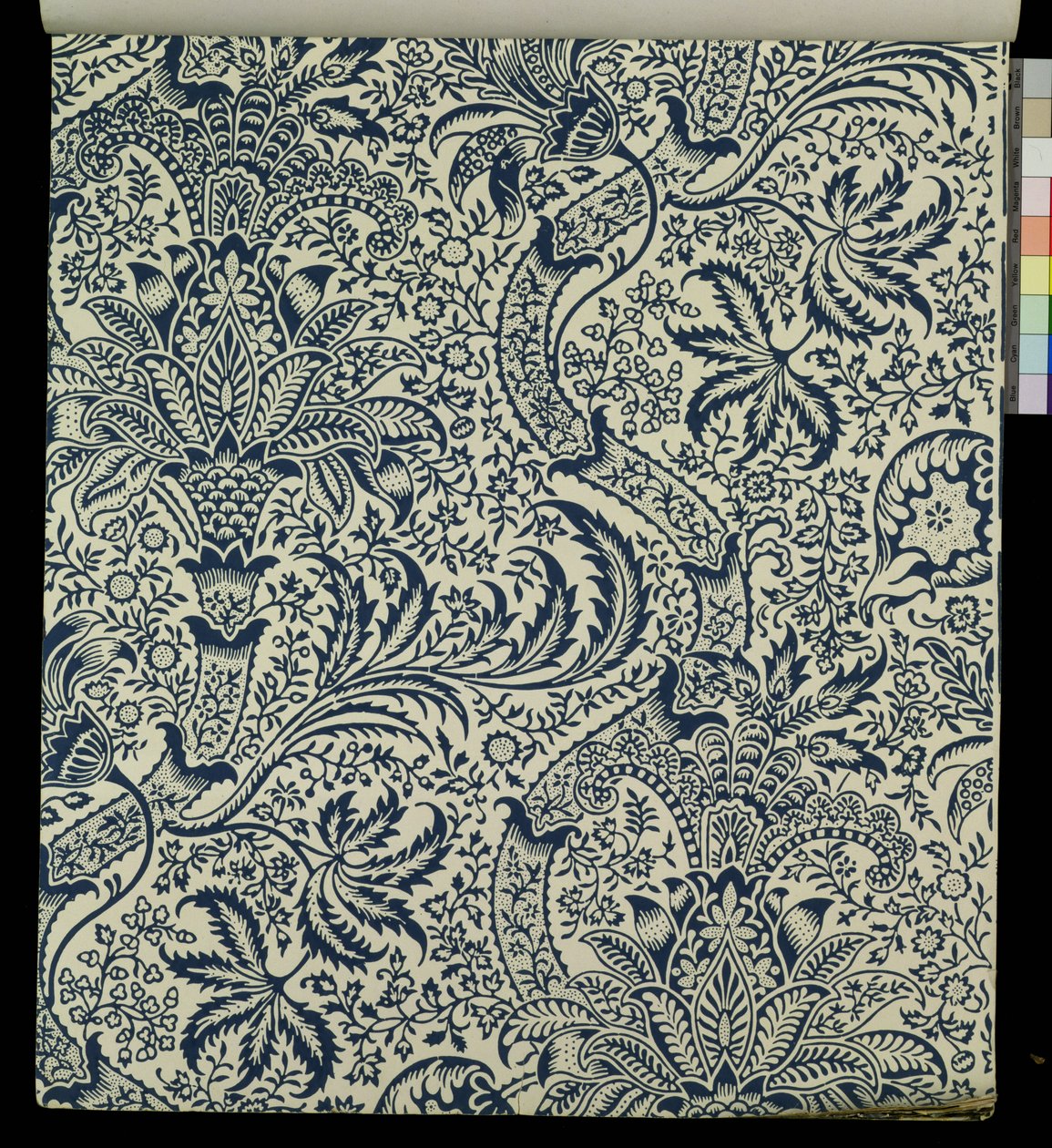 Tapet med marineblått tangstildesign av William Morris