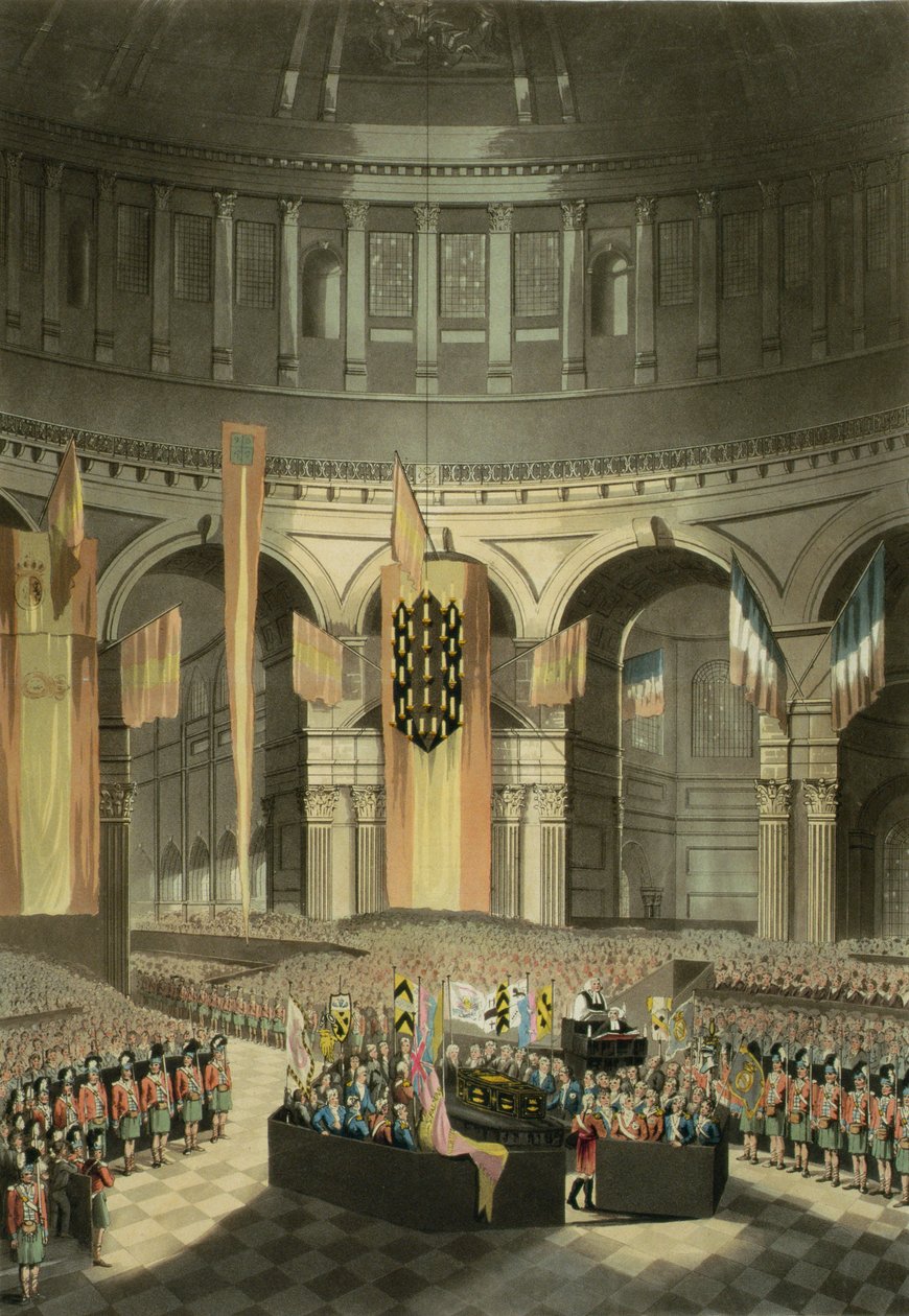 Seremonien for Lord Nelsons gravlegging i St. Pauls katedral fra 