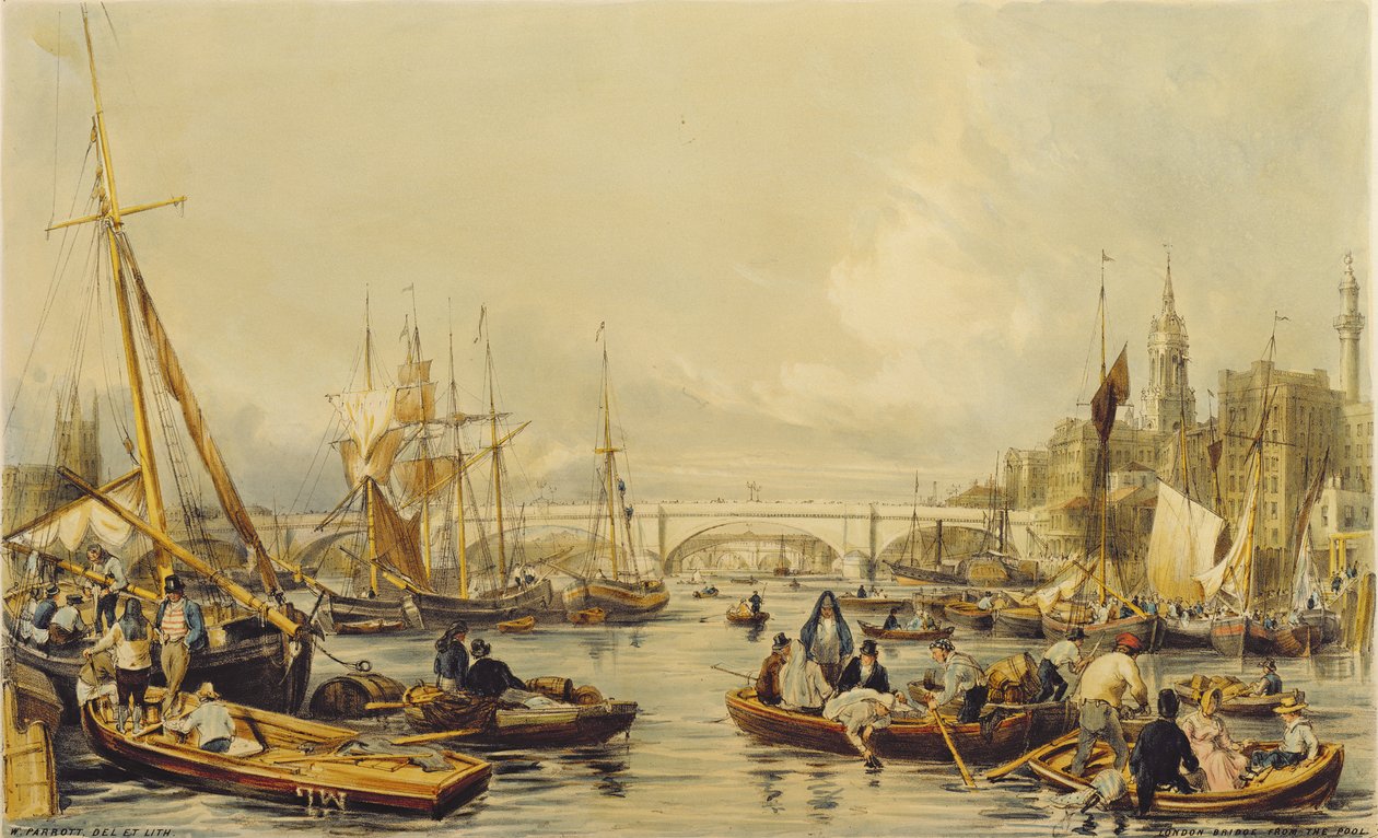Basseng med utsikt mot London Bridge av William Parrott